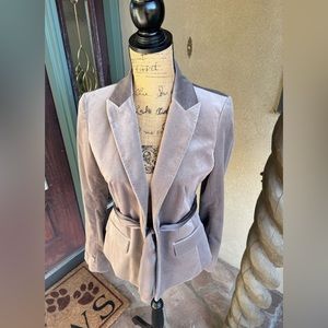 Ann Taylor Gray Velour Satin Tie Blazer